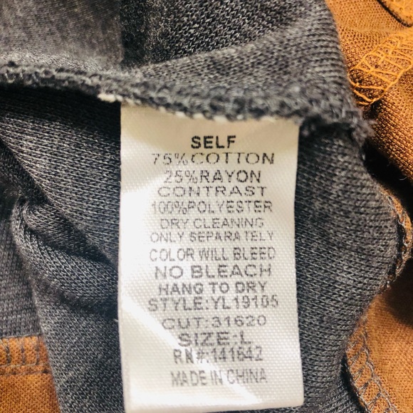 Ya Los Angeles Size Large Gray and Brown Suede Trim Straight Pull Over Dress - Picture 8 of 8